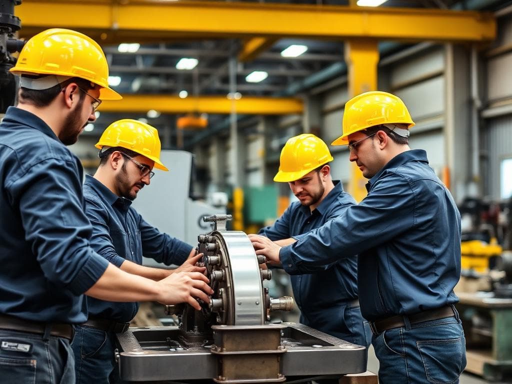 Shailesh Enterprise workers assembling machinery